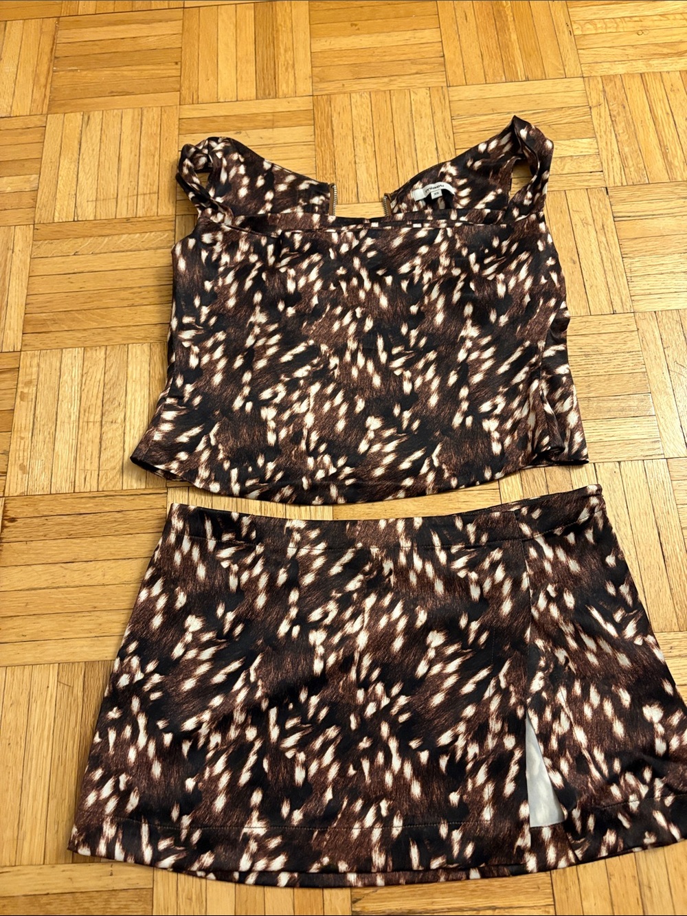 Miaou Brown and Cream Leopard-Style set